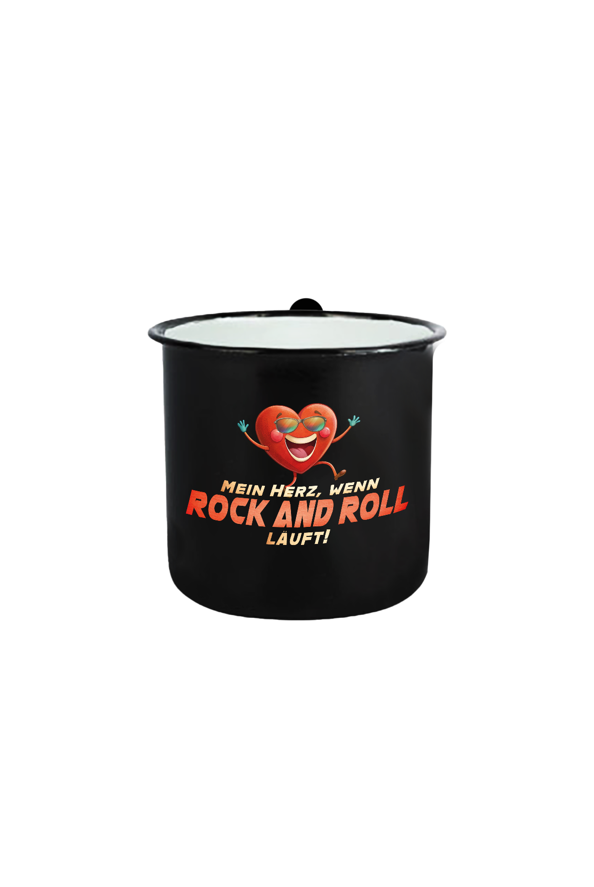 Rock and Roll_Herz_Emaille Tasse Klein