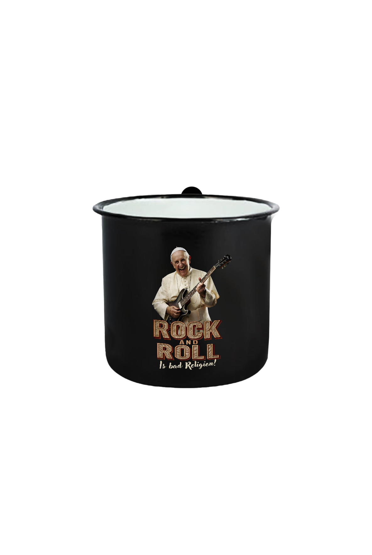 Rock and Roll is bad Religion_Emaille Tasse