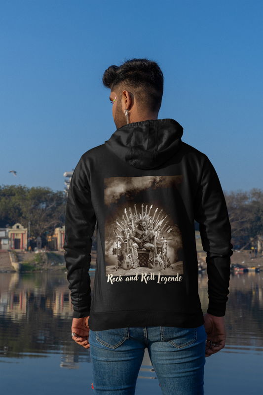 Rock and Roll_Thron_Backprint_Classic Hoodie - Mit Taschendruck