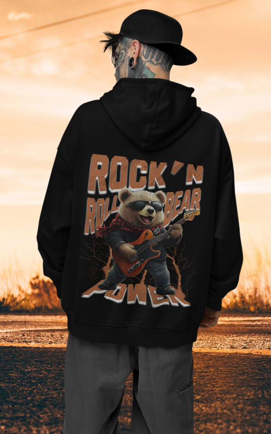 Rock&Roll bear power Backprint_Classic Hoodie - Mit Taschendruck