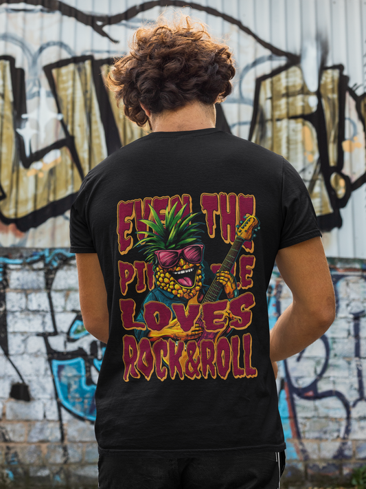 Even the Pineapple loves Rock&Roll Backprint_Basic Shirt Unisex