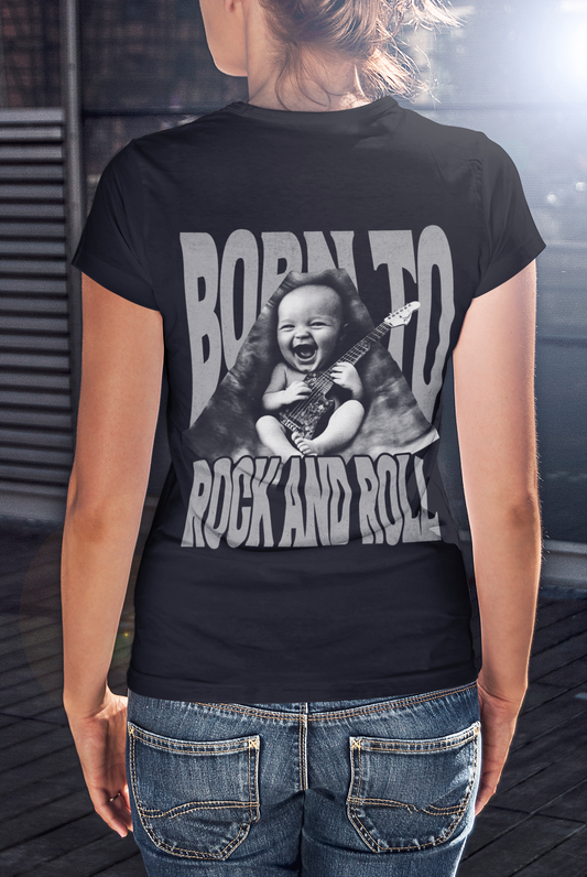 Born to Rock and Roll Premium Organic Shirt Women Backprint