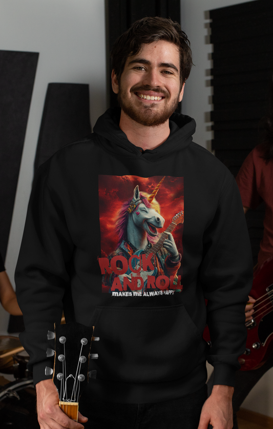 Happy Unicorn Classic Hoodie - Mit Taschendruck