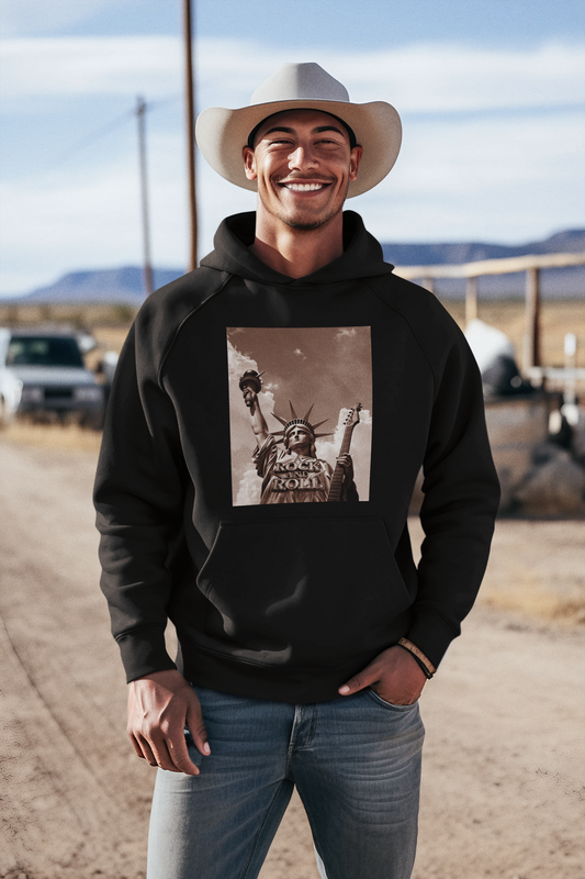 Rock and Roll_Freiheitsstatue_Classic Hoodie - Mit Taschendruck