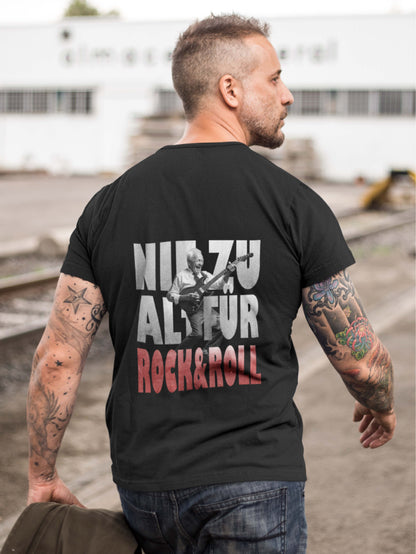 Nie zu alt für Rock&Roll_Backprint_Basic Shirt Unisex