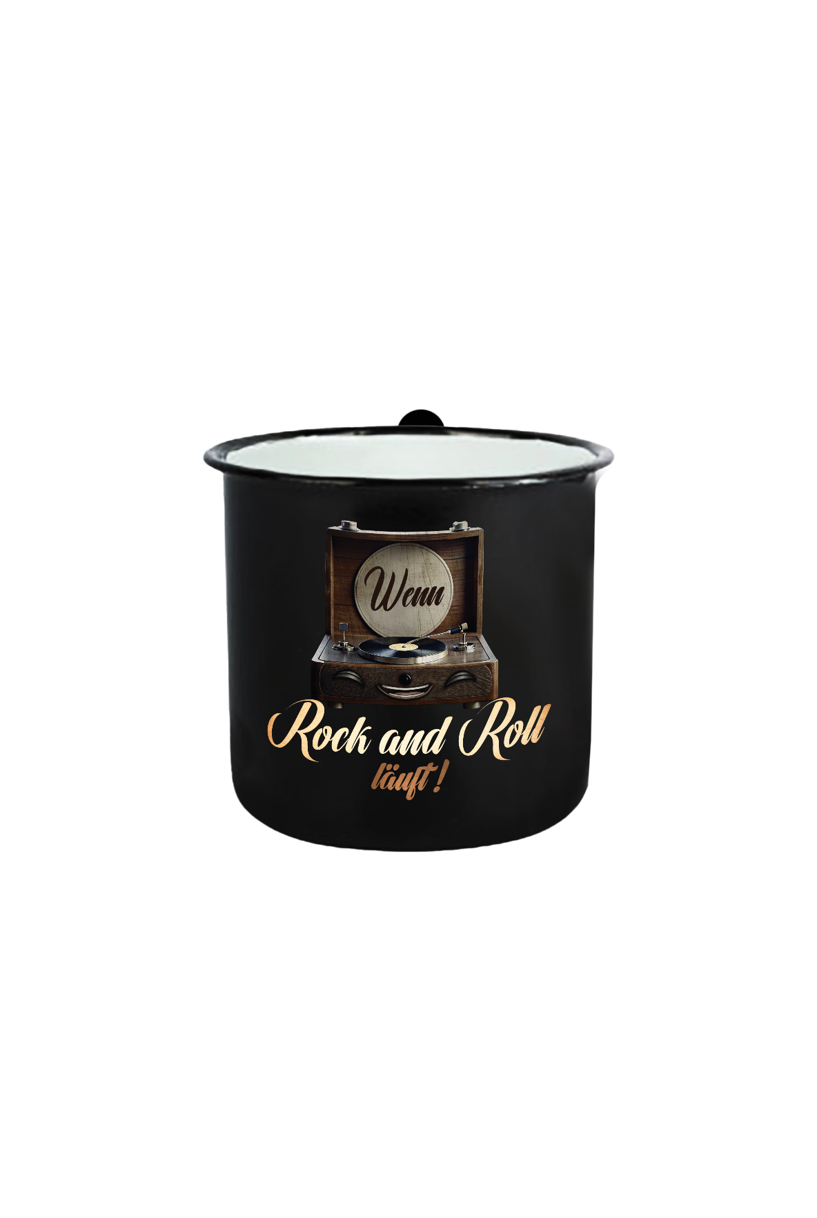 Rock and Roll_Schallplattenspieler_Emaille Tasse Klein
