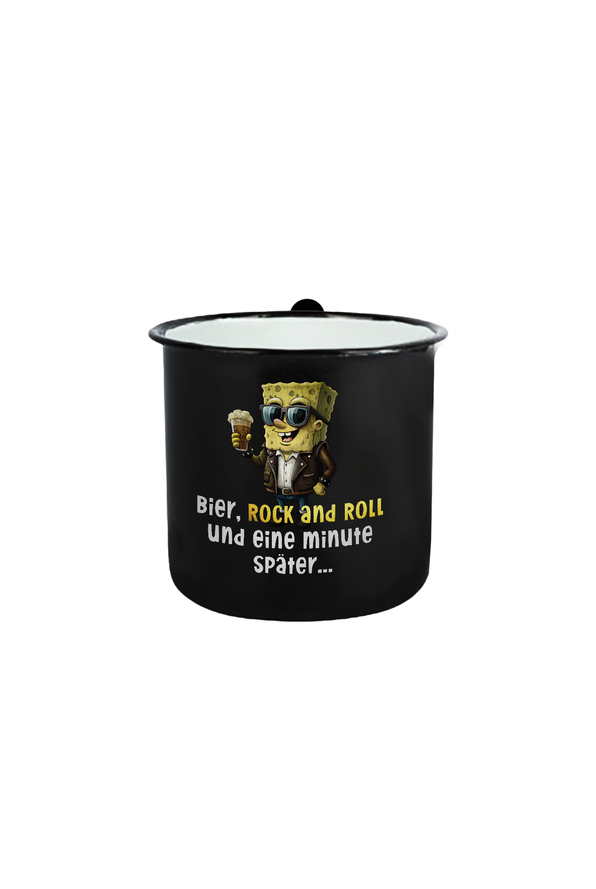 Rock and Roll_Bier_Emaille Tasse Klein