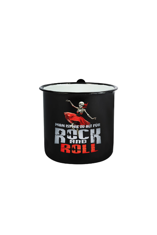 Rock and Roll_Skelett_Emaille Tasse Klein