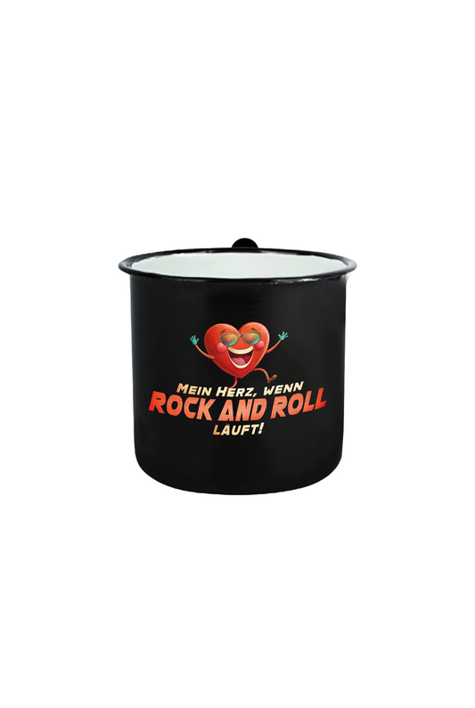 Rock and Roll_Herz_Emaille Tasse Klein