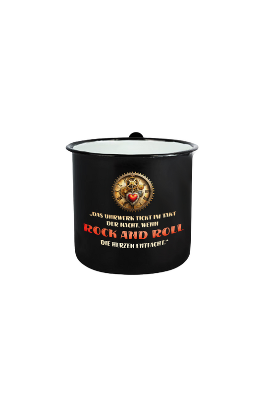 Rock and Roll_Uhrwerk_Emaille Tasse Klein