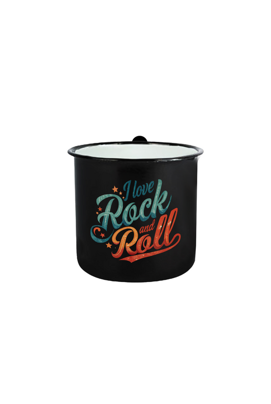 Rock and Roll Love_I Emaille Tasse
