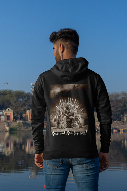 Rock and Roll_Thron_for ever_Backprint_Classic Hoodie - Mit Taschendruck