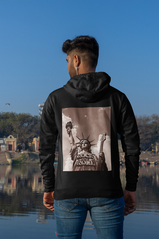 Rock and Roll_Freiheitsstatue_Backprint_Classic Hoodie - Mit Taschendruck