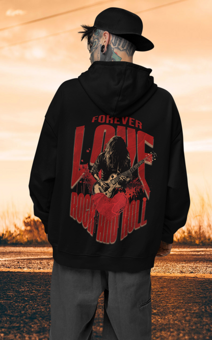 Forever Love Rock&Roll Backprint_Classic Hoodie - Mit Taschendruck