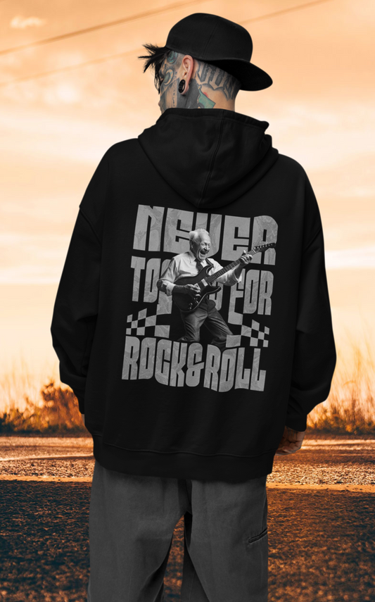 Never too old for Rock and Roll Backprint_Classic Hoodie - Mit Taschendruck