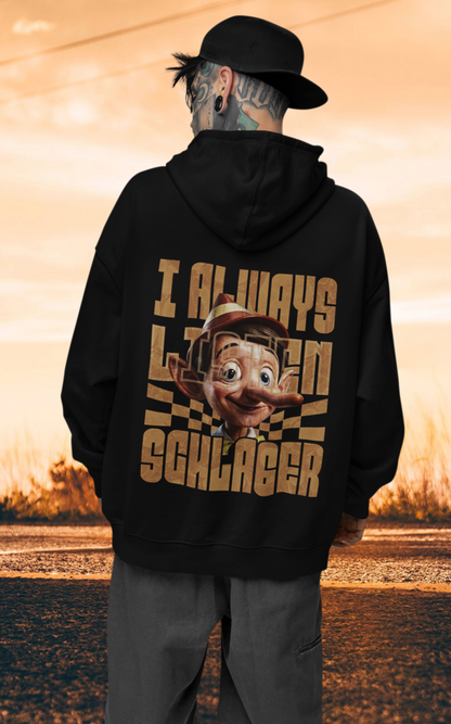 I always listen Schlager Backprint_Classic Hoodie - Mit Taschendruck