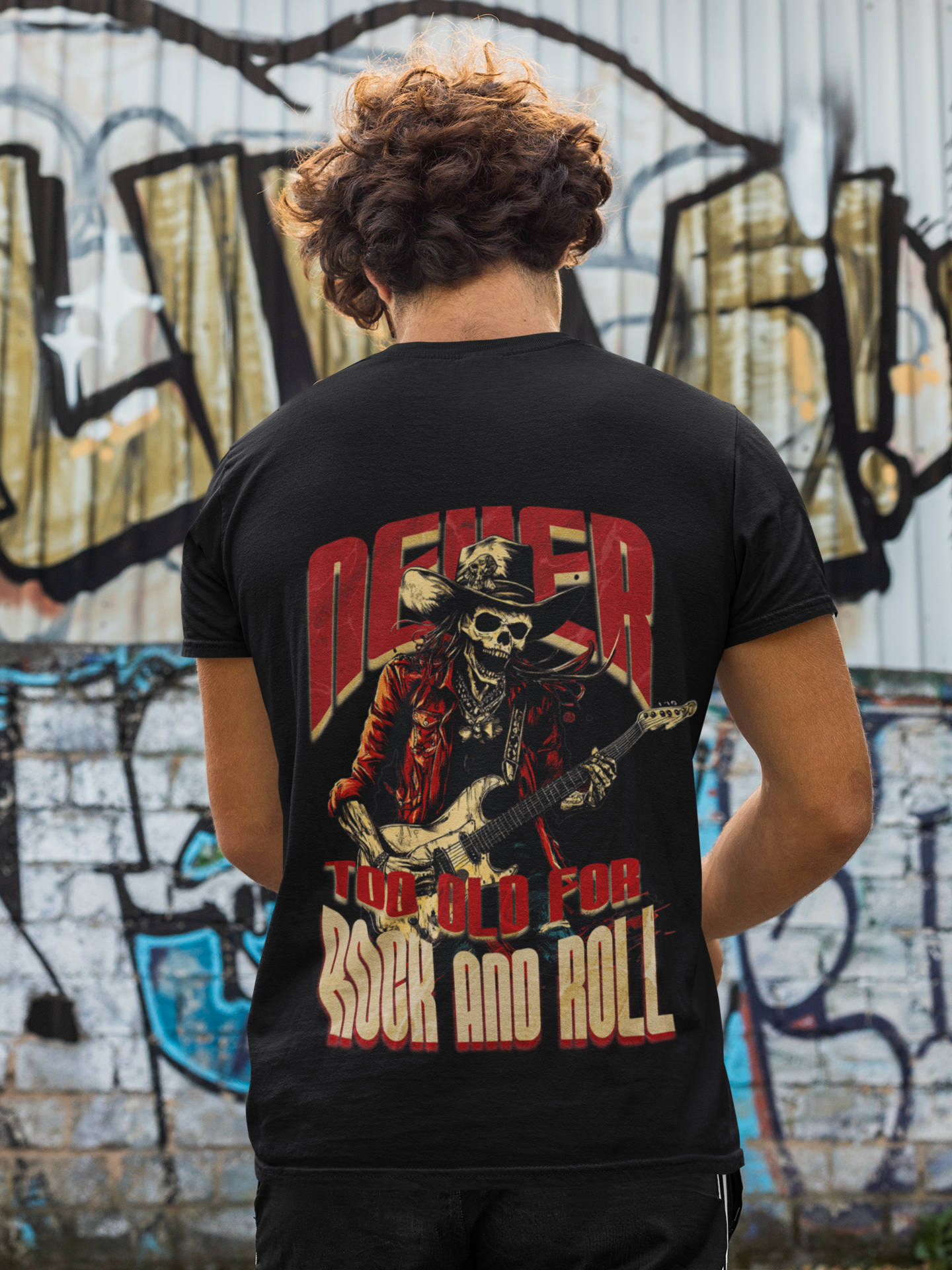 Never too old for Rock&Roll Backprint_Basic Shirt Unisex