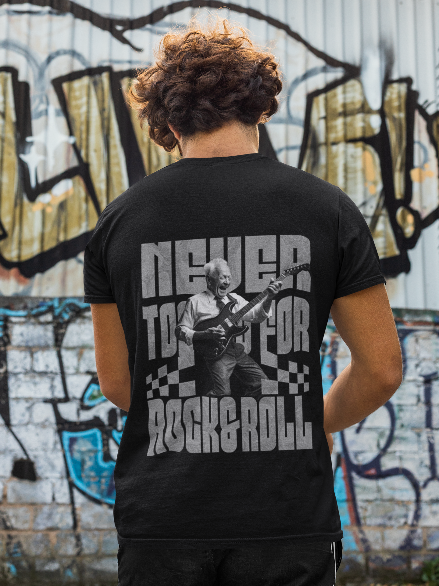 Never too old for Rock and Roll Backprint_Basic Shirt Unisex