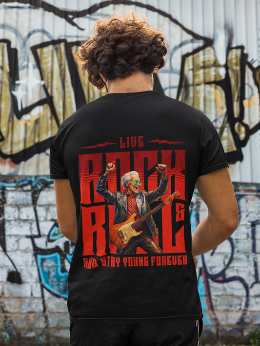 Live Rock and Roll Backprint_Basic Shirt Unisex