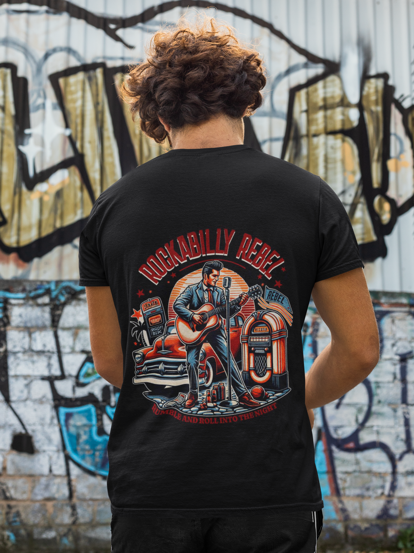 Rockabilly Rebel Backprint_Basic Shirt Unisex