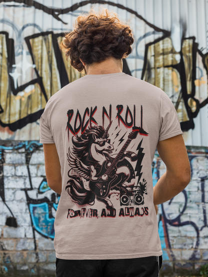 Rock and Roll Unicorn Backprint_Basic Shirt Unisex