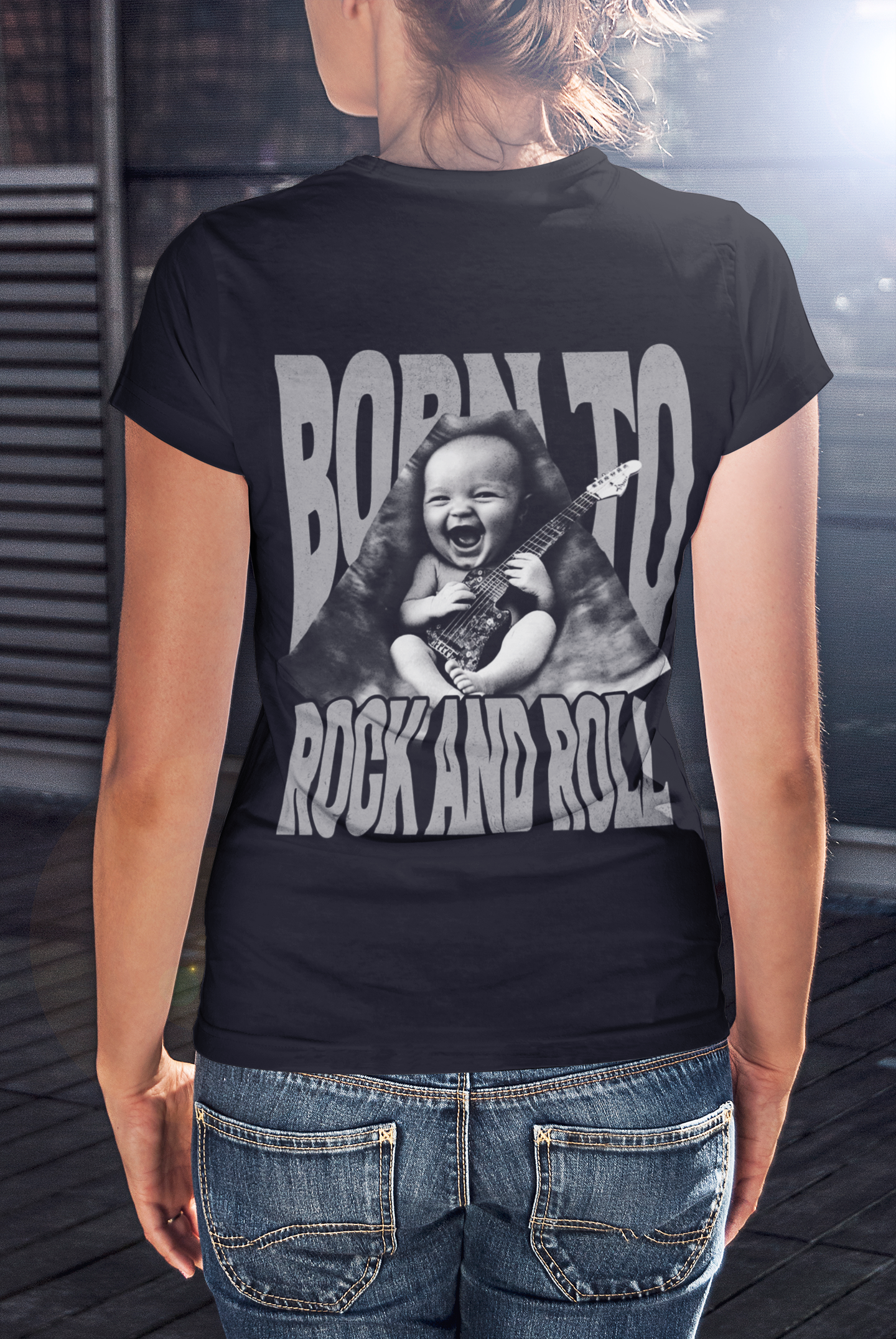 Born to Rock and Roll Premium Organic Shirt Women Backprint