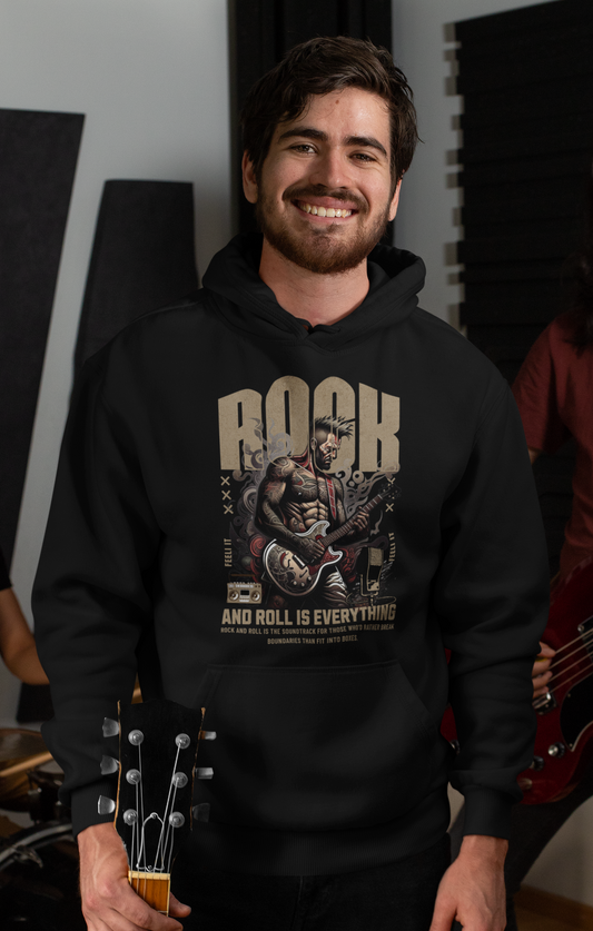 Rock and Roll is everything Classic Hoodie - Mit Taschendruck