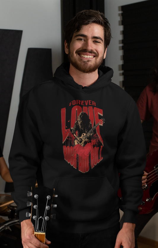 Forever Love Rock&Roll Classic Hoodie - Mit Taschendruck