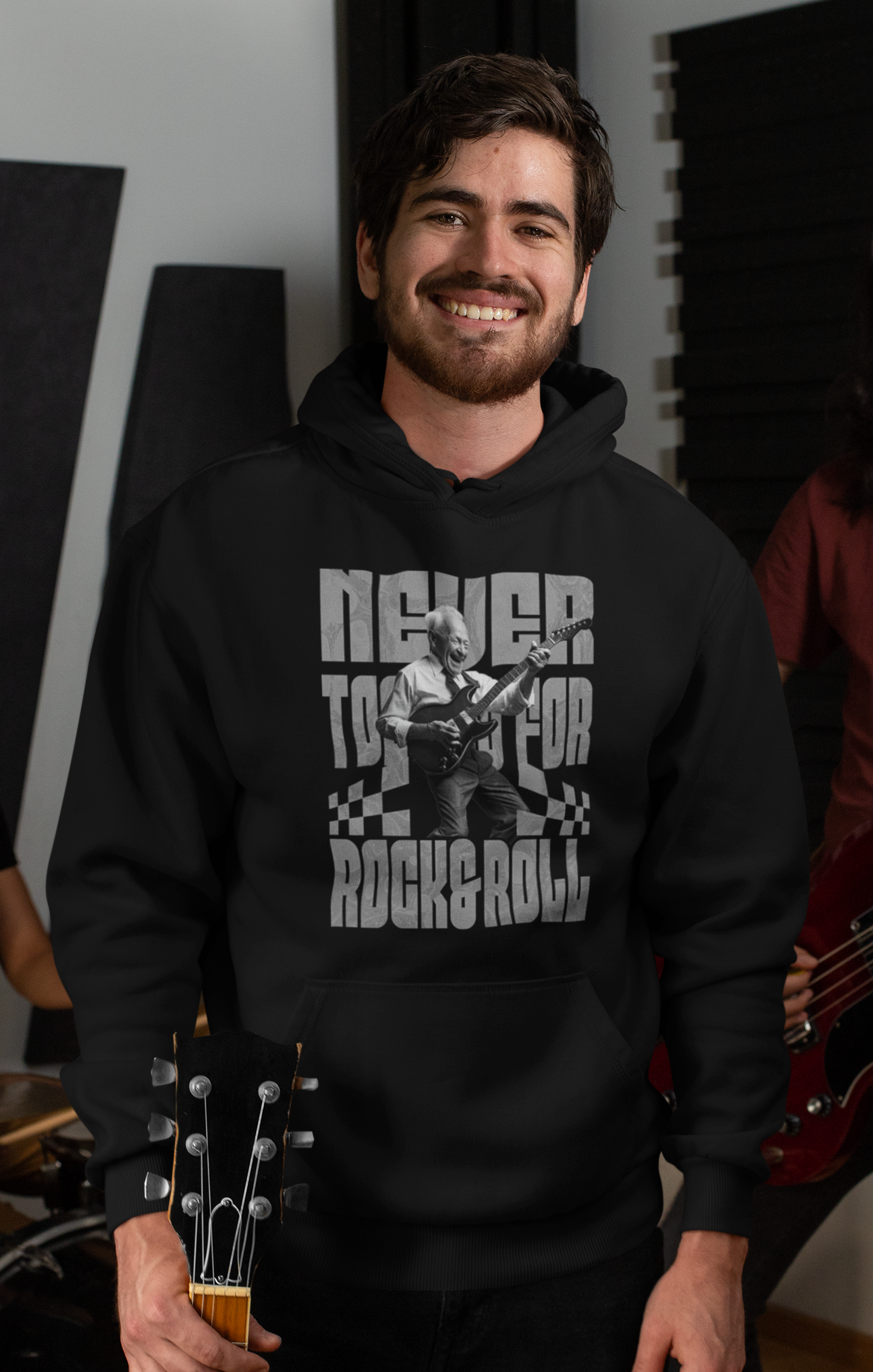 Never too old for Rock and Roll Classic Hoodie - Mit Taschendruck