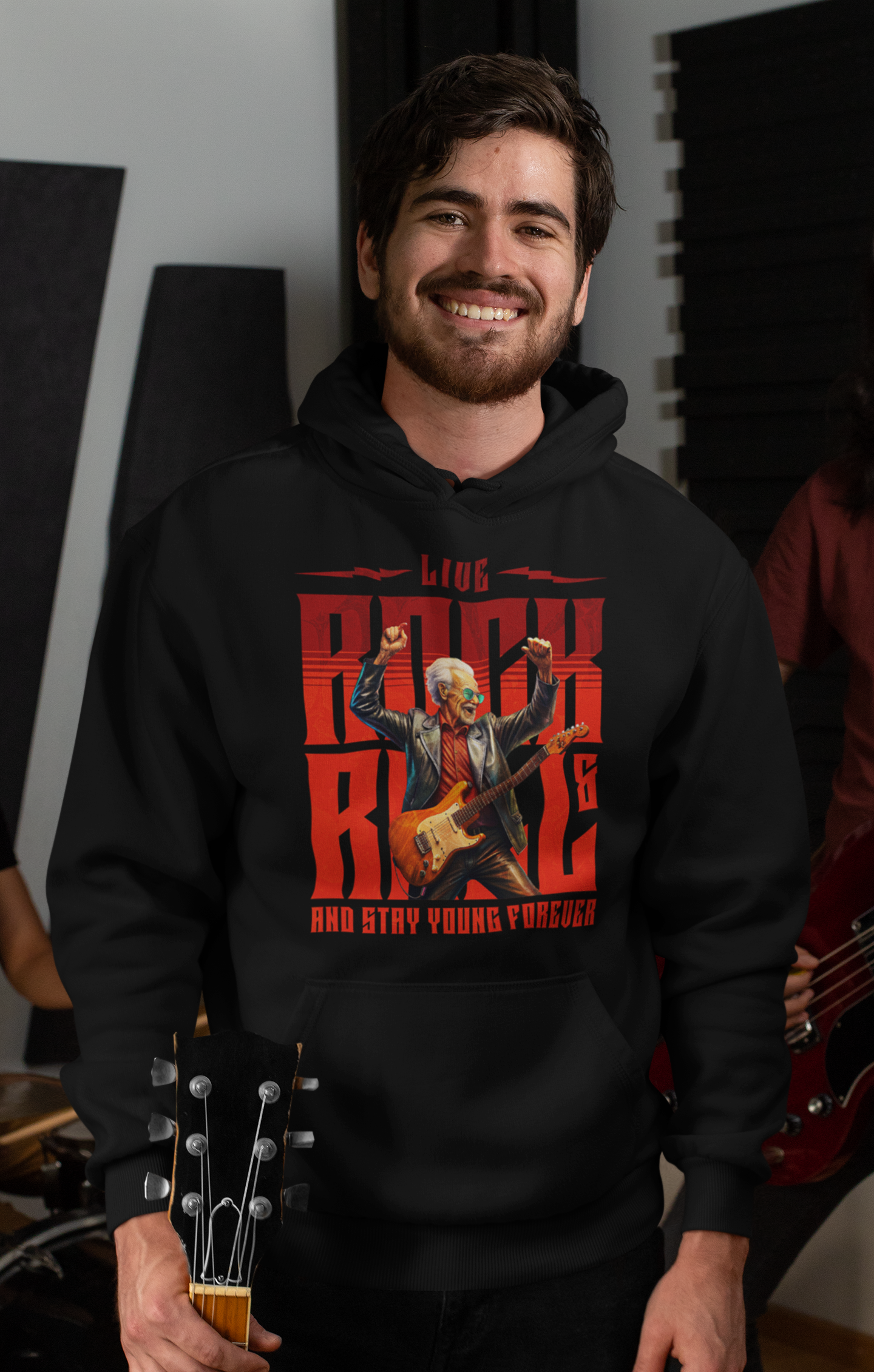 Live Rock and Roll Classic Hoodie - Mit Taschendruck