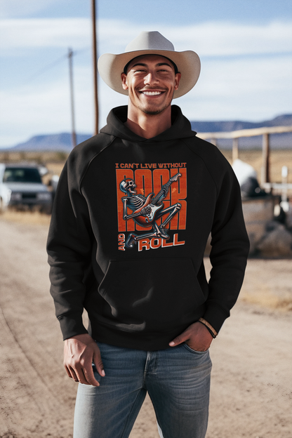 I can´t live without Rock and Roll_Classic Hoodie - Mit Taschendruck